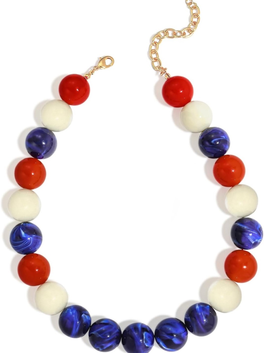 Anthropologie  Bead Necklace in Blue, Red & Cream - Picture 2 of 5